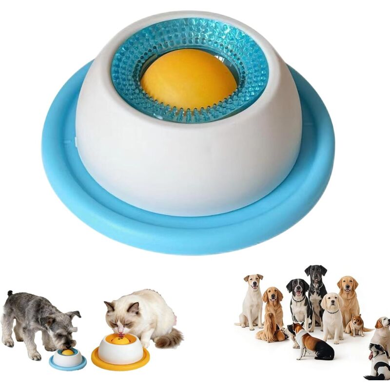 Blaues Leckspielzeug für Hunde: Lecknapf, Leckball, Nassfutter, rutschfeste Leckmatte, Napf mit integrierter Kugel, Leckspielzeug für Hunde, Katzen