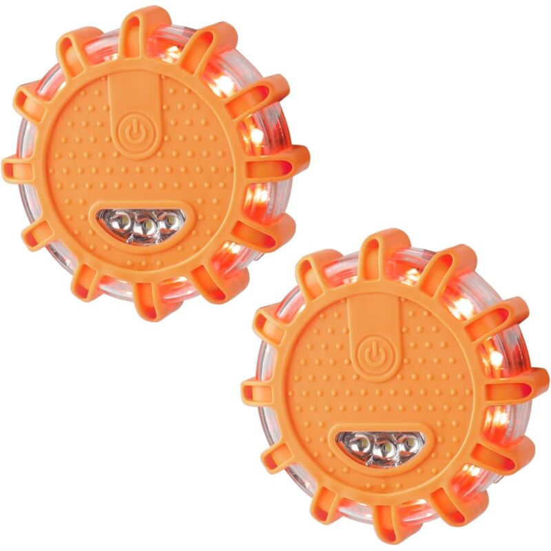 Orangefarbenes LED-Leuchtfeuer, 2 Stück LED-Leuchtfeuer, Notfallwarnlicht, Notlicht mit Magnetfuß und 9 Blinkmodi für Auto, lkw, Boot