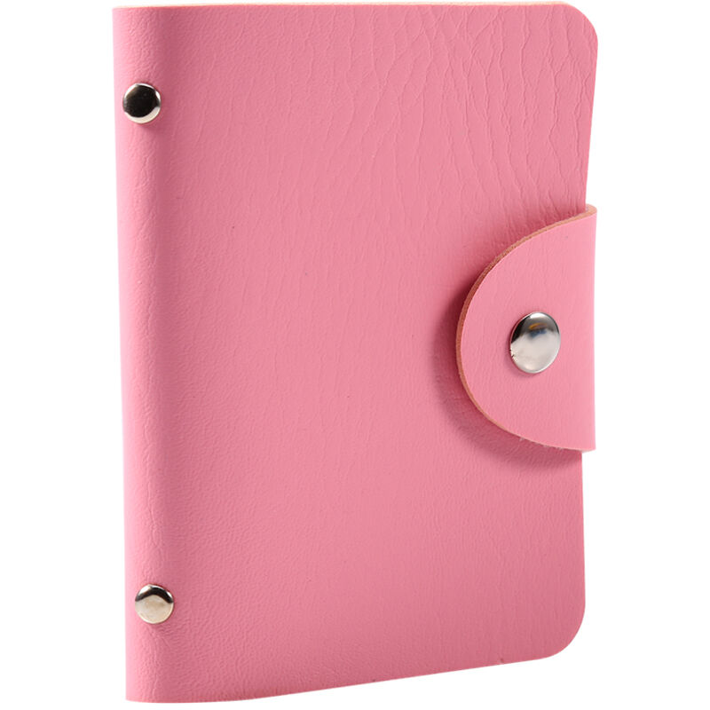 Geldbörse aus PU-Leder für 24 Visitenkarten – Rosa Profi-Etui