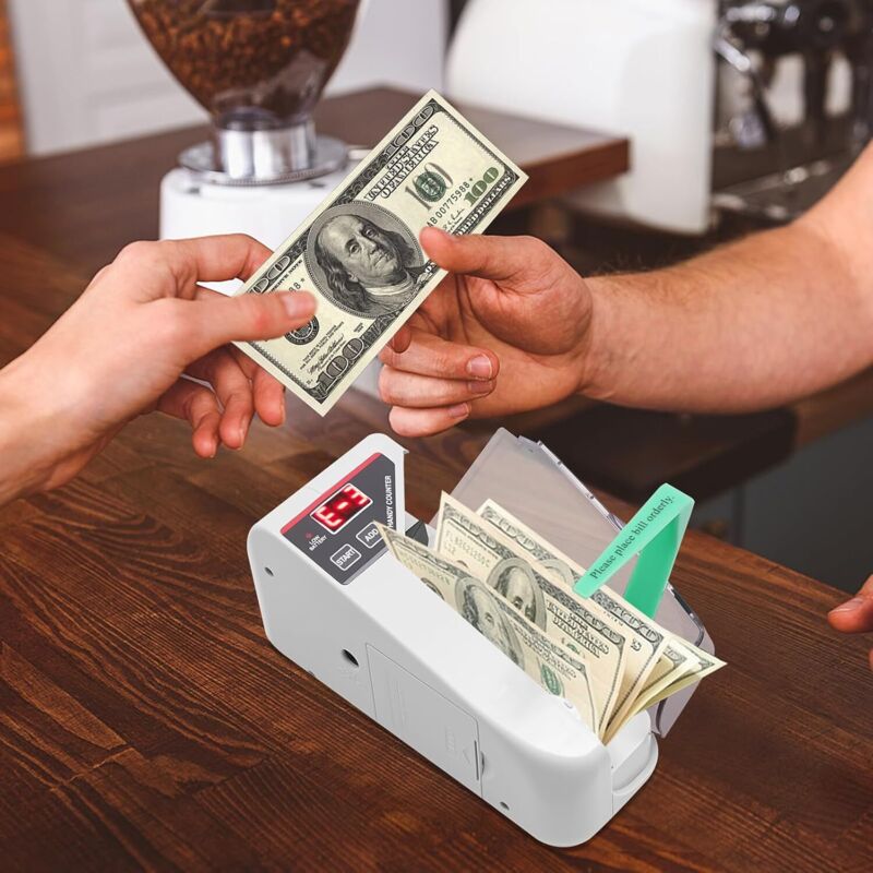 Geldzählmaschine Geldscheinprüfer Geldzähler Geldprüfgerät Geld Zähl Maschine Geld Zählen Maschine 600 Scheinen pro Minute, mit LED-Anzeige und 2