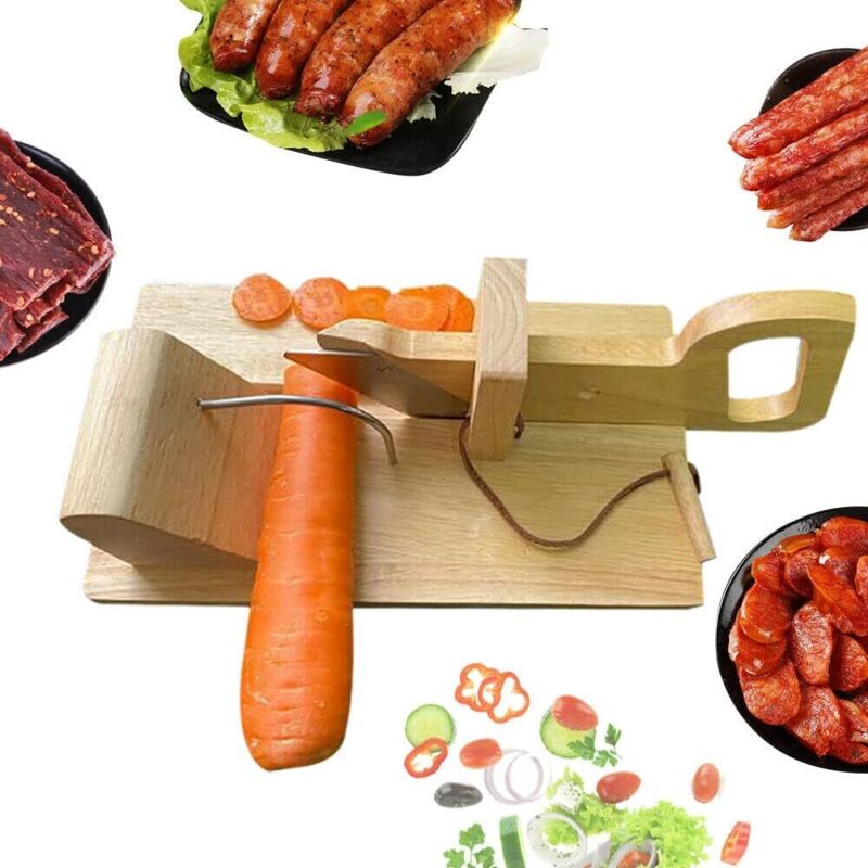 Gemüse Holz Wurstschneidemaschine Edelstahl Klinge Wursthobel Wurst Cutter Küche für Wurst, Trockenfleisch, Käse