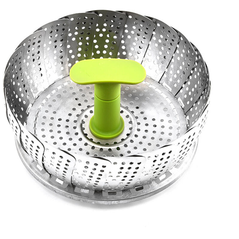 Gemüsedämpfereinsatz – zusammenklappbarer Dämpfeinsatz aus Edelstahl 430, verstellbare Größe für verschiedene Töpfe (14 cm bis 23,5 cm)