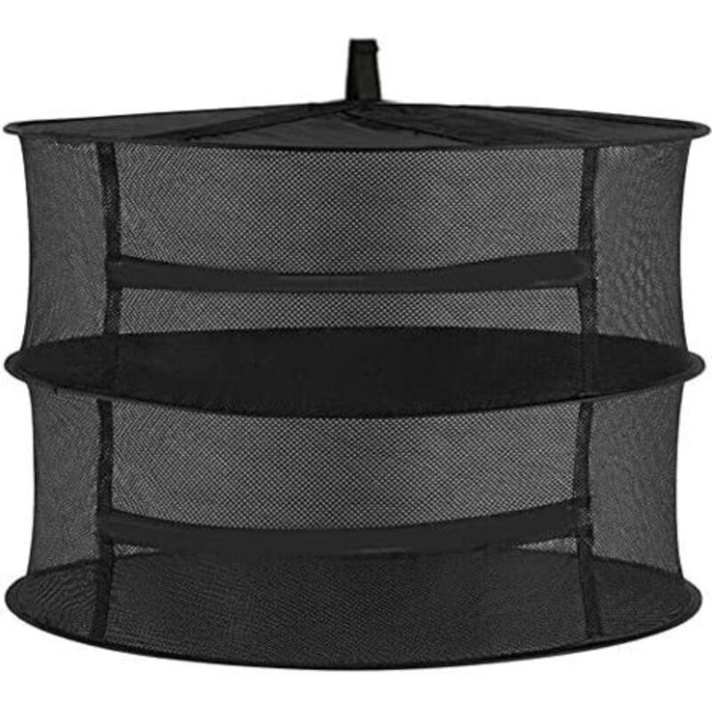 Gemüsenetz – Trockennetz für Kräuter – Faltbar – Mit Reißverschluss – Für Lebensmittel, Kräuter, Früchte, Teepflanzen – 2 Schichten – Schwarz –