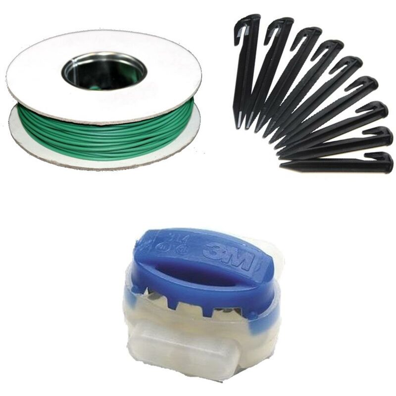 Mähroboter Kabel Reparatur Set + Haken Verbinder kompatibel mit Tango E5 von John Deere Rasen Roboter Mäher Begrenzung Draht Erdnägel Klemmen - hq