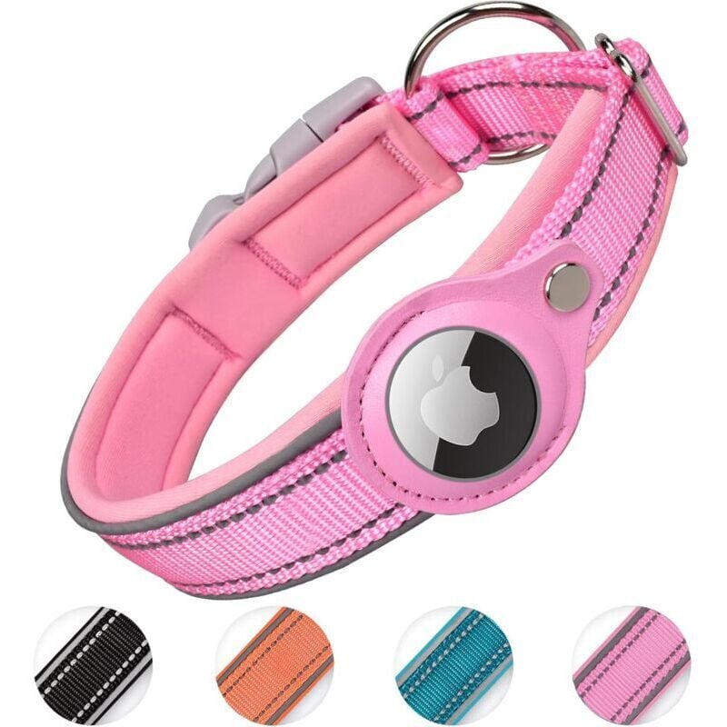 Odipie - Gepolstertes Hundehalsband für AirTag, reflektierendes Hundehalsband für Apple Airtag, integrierter Air Tag für kleine, mittelgroße und