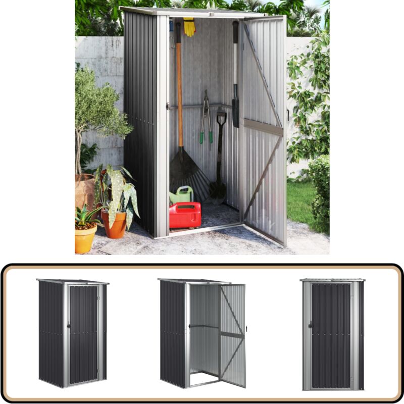 Geräteschuppen Anthrazit 118,5x97x209,5 cm Verzinkter Stahl - Geräteschuppen - Gartenhaus - Werkzeuglager - Außenschrank - Anthrazit