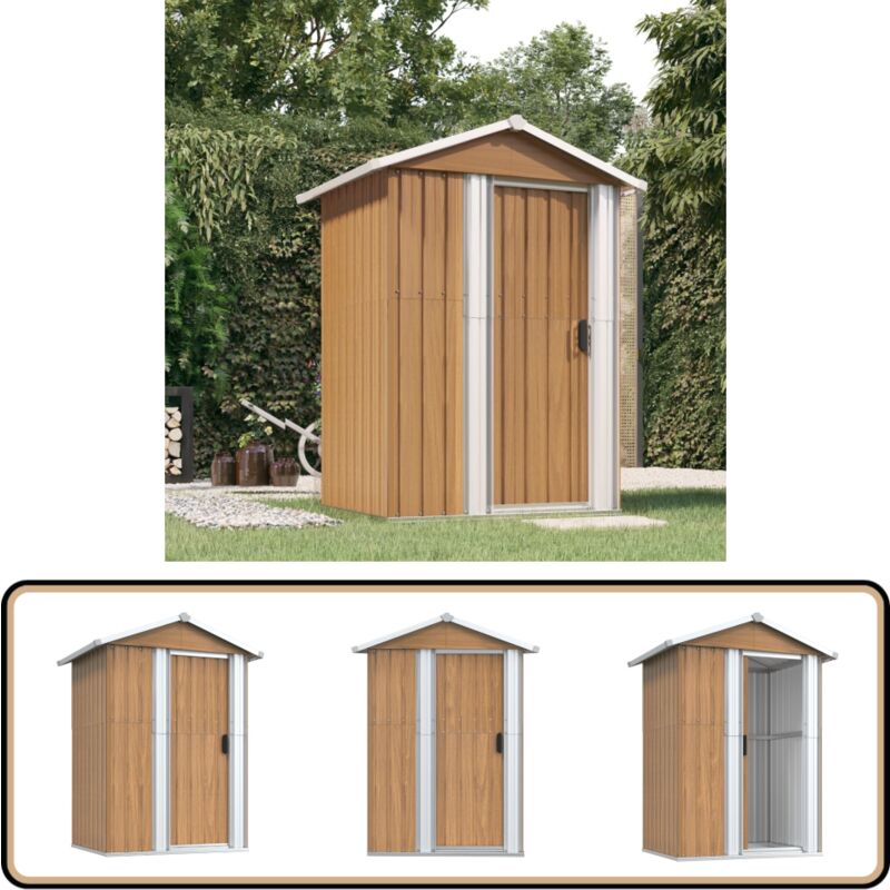 Geräteschuppen Braun 126x97,5x177 cm Verzinkter Stahl - Geräteschuppen - Gartenhaus - Werkzeuglager - Outdooraufbewahrung - Metallschuppen