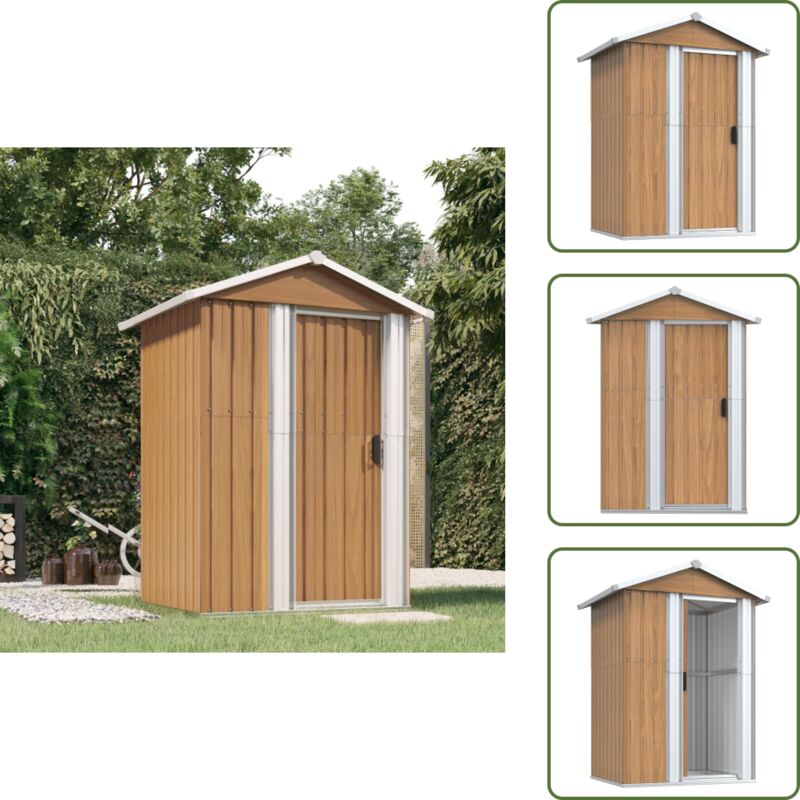 Geräteschuppen Braun 126x97,5x177 cm Verzinkter Stahl - Geräteschuppen - Gartenhaus - Werkzeuglager - Outdooraufbewahrung - Metallschuppen