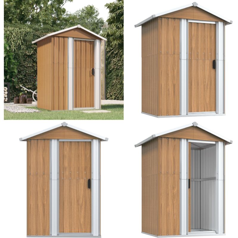 Geräteschuppen Braun 126x97,5x177 cm Verzinkter Stahl - Geräteschuppen - Gartenhaus - Werkzeuglager - Outdooraufbewahrung - Metallschuppen - Home &