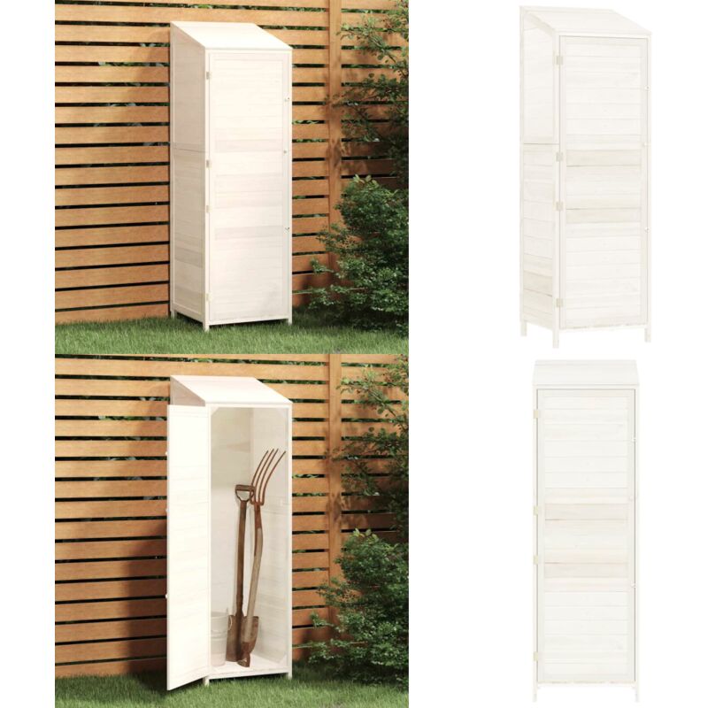 Geräteschuppen Weiß 55x52x174,5 cm Massivholz Tanne - Holz Gartenhaus - Holzhäuschen - Geräteschuppen - Werkzeuglager - Gartenabdeckungen - Home &