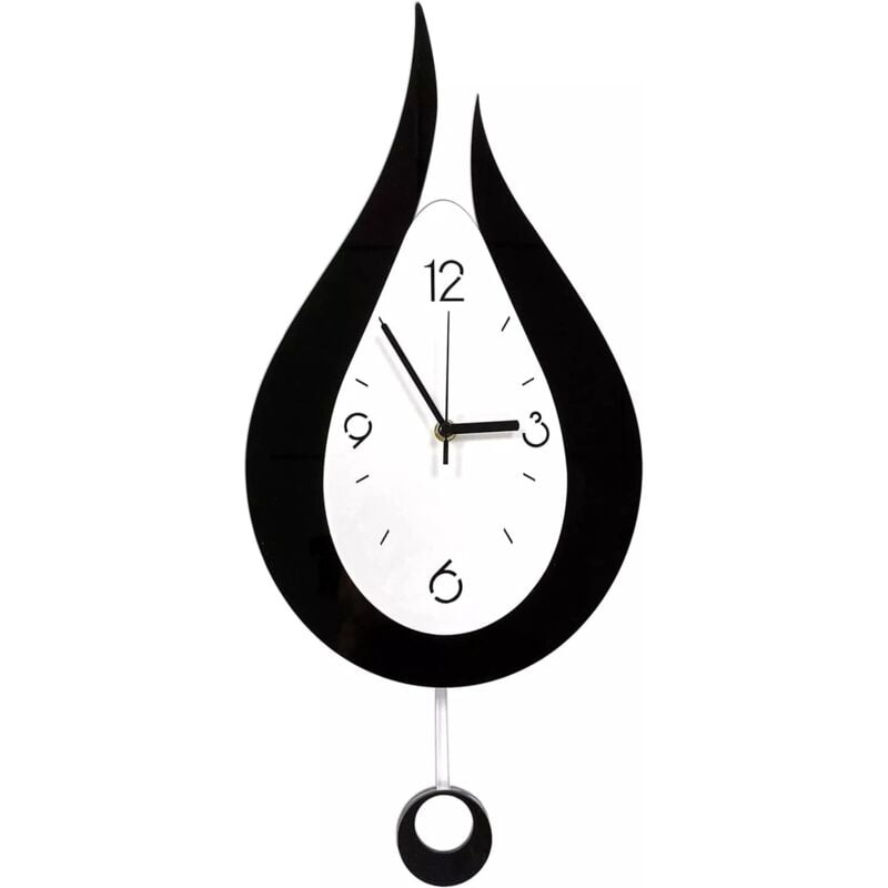 Geräuschlose Wanduhr ohne Ticken, kreative, moderne Wanduhr mit tropfenförmigem Pendel, Digitaluhr zur Wanddekoration in Schlafzimmer, Wohnzimmer,