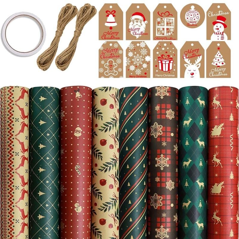 Geschenkpapier für Weihnachten, Geburtstagsfeiern, 5er-Set, Geschenkpapier