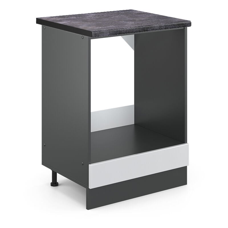 Vicco - Herdumbauschrank R-Line, Weiß Landhaus, 60 cm , ap Anthrazit