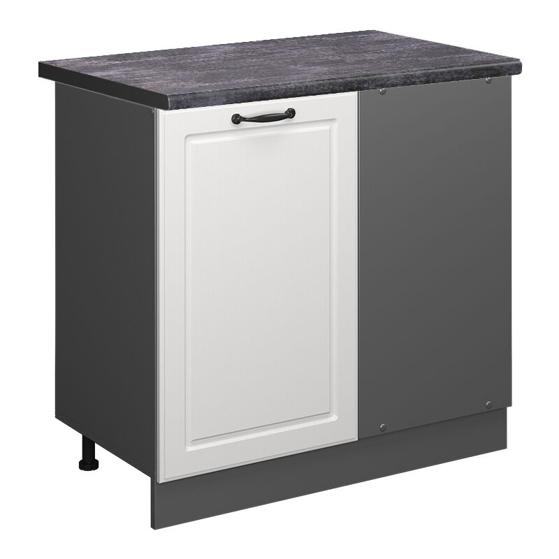 Eckunterschrank R-Line, Weiß Landhaus, 86 cm, AP Anthrazit, Vicco