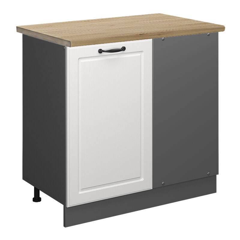 Vicco - Eckunterschrank R-Line, Weiß Landhaus, 86 cm, ap Eiche