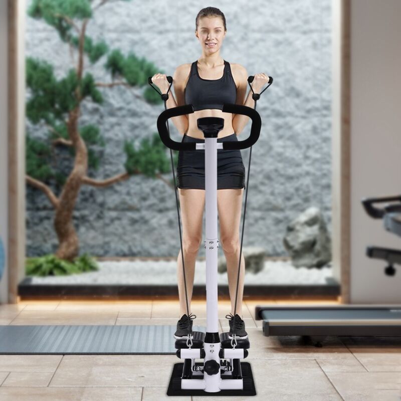 Gesundheits- und Fitness-Stepper (mit Handläufen), höhenverstellbar, gelenkschonendes Aerobic-Training, trainiert die Muskelgruppen der Beine, des