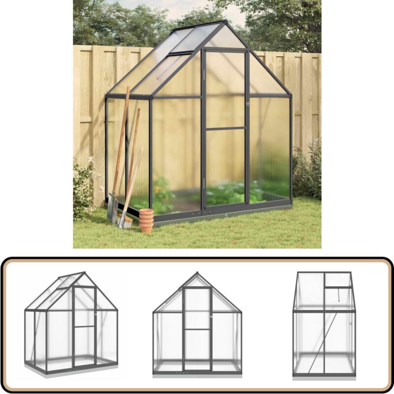 Vidaxl - Gewächshaus mit Fundamentrahmen Anthrazit 169x114x202 cm Alu - Gehäuse - Gewächshaus - Gartenhaus - Polycarbonat - Aluminium
