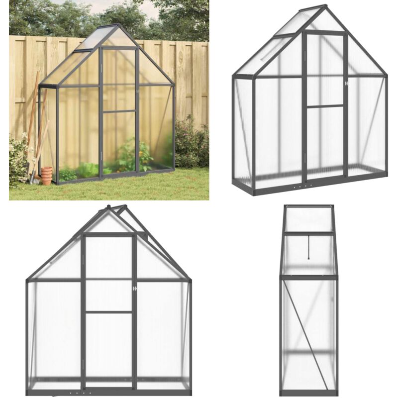 Gewächshaus mit Fundamentrahmen Anthrazit 169x58x195 cm Alu - Gewächshaus - Polycarbonat Gewächshaus - Gartenhaus - Aluminium Gewächshaus
