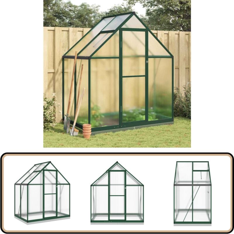 Vidaxl - Gewächshaus mit Fundamentrahmen Grün 169x114x202 cm Aluminimum - Gehäuse - Gewächshaus - Gartenhaus - Alu Greenhouse - Polycarbonat