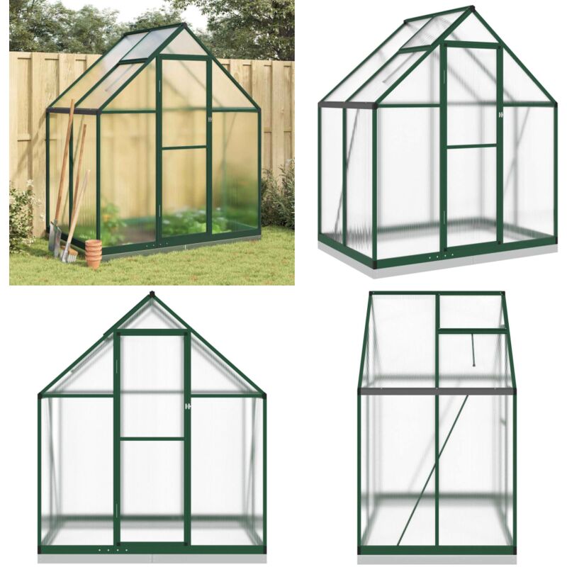 Vidaxl - Gewächshaus mit Fundamentrahmen Grün 169x114x202 cm Aluminimum - Gehäuse - Gewächshaus - Gartenhaus - Alu Greenhouse - Polycarbonat