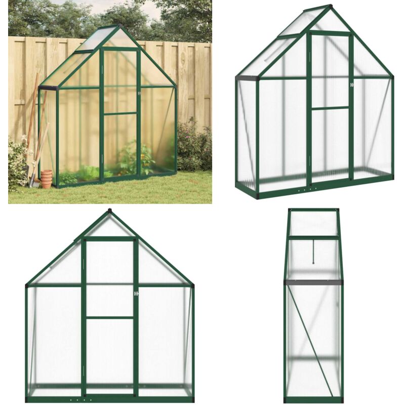 Gewächshaus mit Fundamentrahmen Grün 169x58x195 cm Aluminimum - Gewächshaus - Alumiumgewächshaus - Gartenhaus - Pflanzenzucht - Schutz Vor Kälte