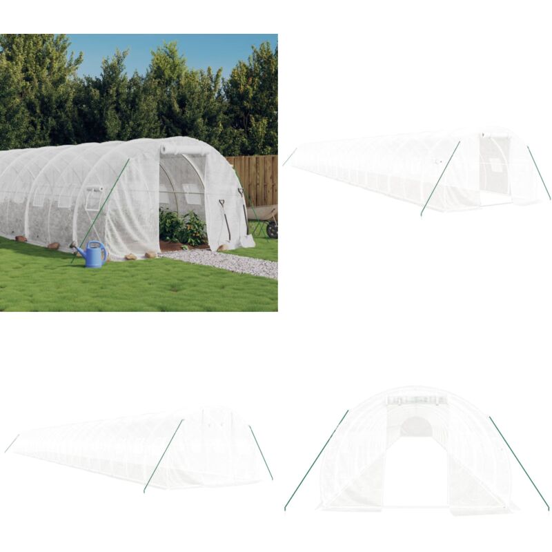 Vidaxl - Gewächshaus mit Stahlrahmen Weiß 72 m² 24x3x2 m - Gehäuse - Gewächshaus - Pflanzenhaus - Gartenhaus - Glasgewächshaus - Home & Living