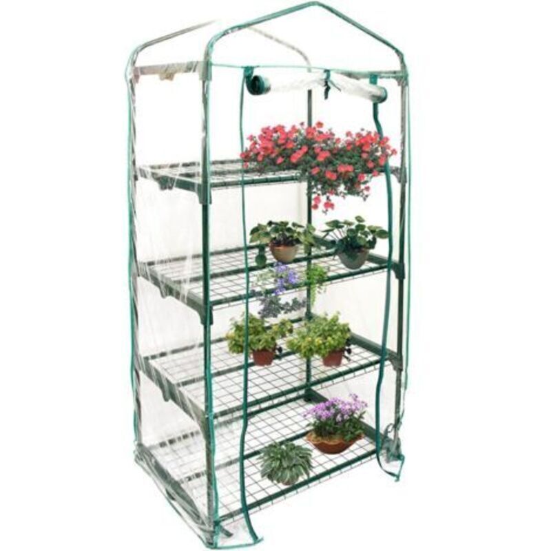 Gewächshaus ohne Regale, Rolltor, Gartengewächshaus, Anzuchtzelt, Gartenhaus, Tomaten- und Gemüseanbau, Gewächshaus, Transparente PVC-Abdeckung für