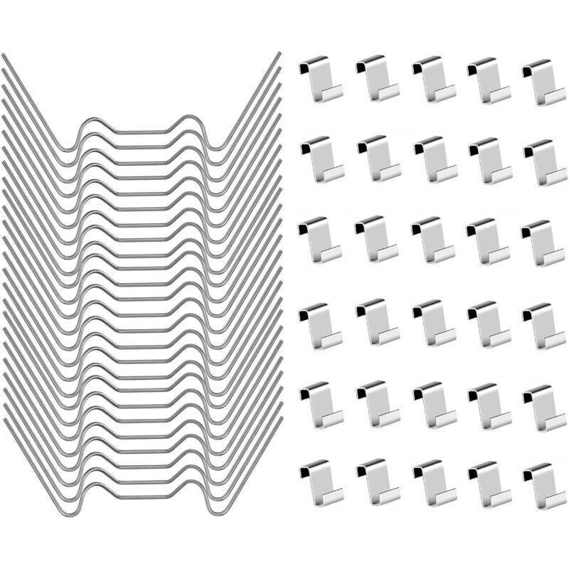 Gewächshaus-Verglasungsclip-Set, 100 Befestigungsclips, Edelstahl-Clips Typ W und Z, Gewächshaus-Zubehör-Reparaturset, Polycarbonat oder Plexiglas,
