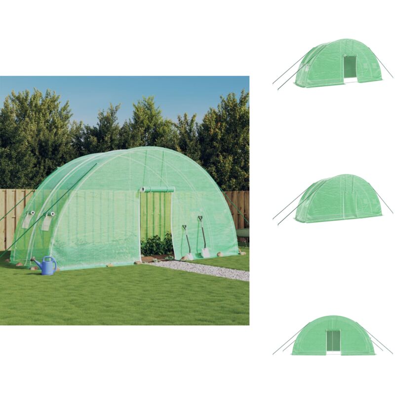Gewächshaus mit Stahlrahmen Grün 12 m² 6x2x2,85 m - Gewächshaus - Gartengewächshaus - Tomatenhaus - Pflanzenhaus - Hochbeet