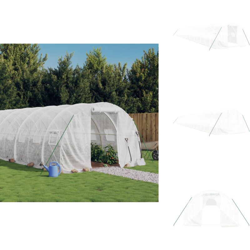 Vidaxl - Gewächshaus mit Stahlrahmen Weiß 60 m² 20x3x2 m - Gehäuse - Gewächshaus - Gartenhaus - Pflanzenzucht - Grünpflanzen