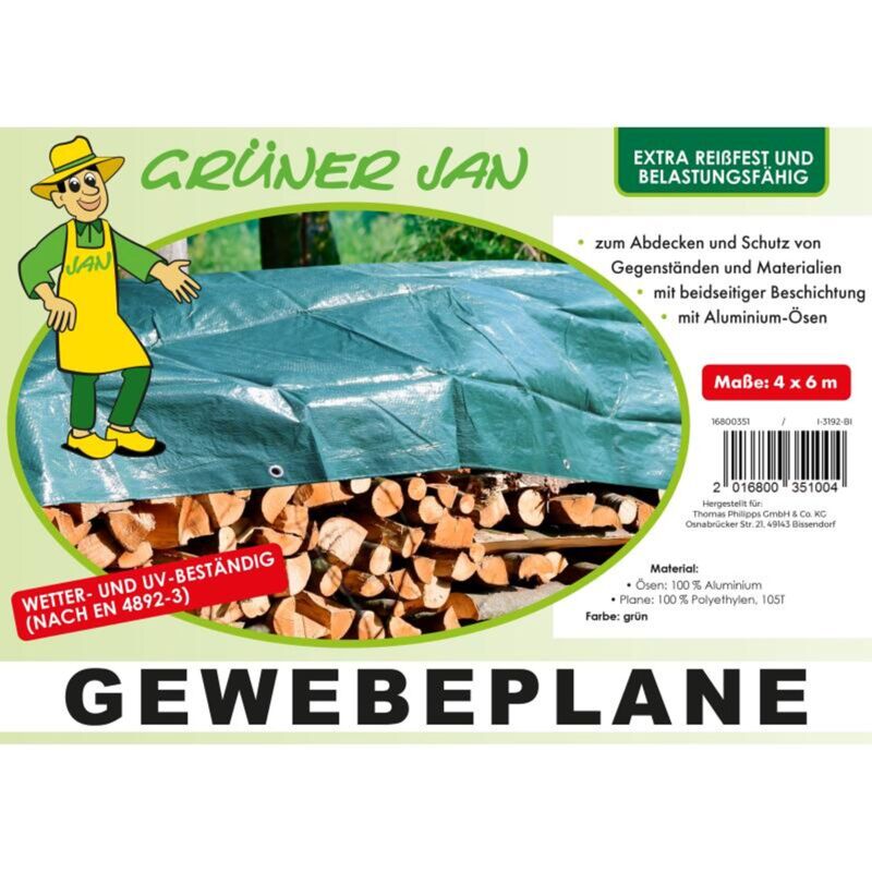 Gewebeplane 4m x 6m = 24m² Reißfest Brennholz abdecken Wetterfest Abdeckung