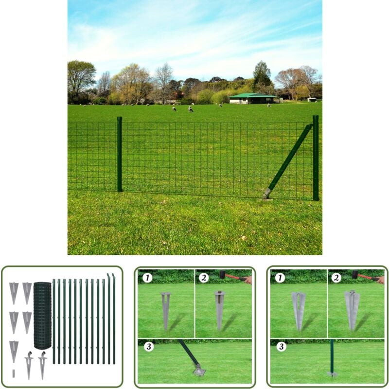 The Living Store - Gitterzaun Gartenzaun Zaunsatz Maschendraht 25 x 1,5m - Zaun - Gartenzaun - Maschendrahtzaun - Metallzaun - Stabile Einfriedung