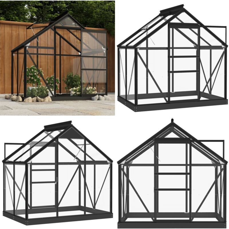 Glas Gewächshaus Anthrazit 155x103x191 cm Aluminium - Gewächshaus - Gewächshäuser - Home & Living