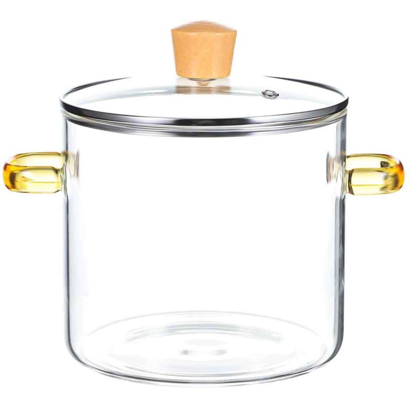 Glas-Kochtopf, Glastopf für die Herdplatte, transparenter Schmortopf, Glas-Kochgeschirr-Set, 2300 ml Glas-Kochtopf