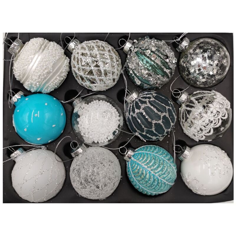 Buri - Weihnachtsbaumkugeln Glas 12 stk edle Christbaumkugeln Weihnachtskugeln Kugeln