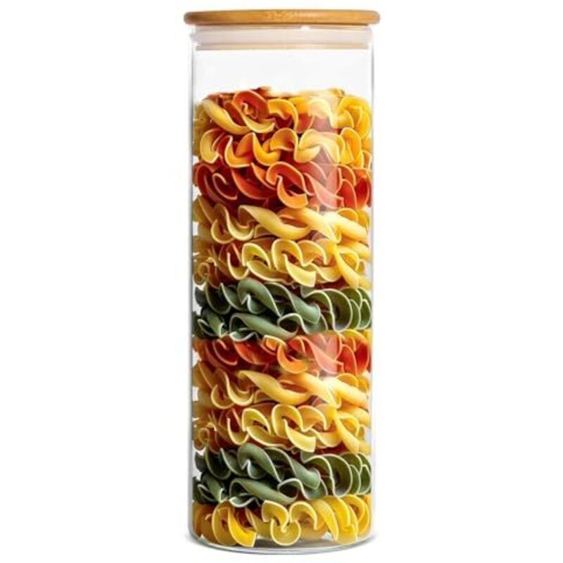 Glasbehälter mit luftdichtem Borosilikatdeckel. Vorratsgläser aus Glas für Spaghetti, Mehl, Kaffee, Kekse, Gewürze (2100 ml, 1 Packung)