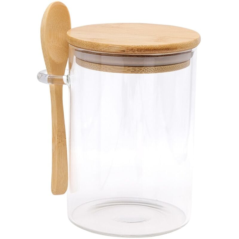 Glasbehälter, Vorratsgläser, luftdichte Glasbehälter mit Deckel und Löffel, geeignet für Kaffeebohnen, Zucker, Kekse, Süßigkeiten, Tee, Gewürze und