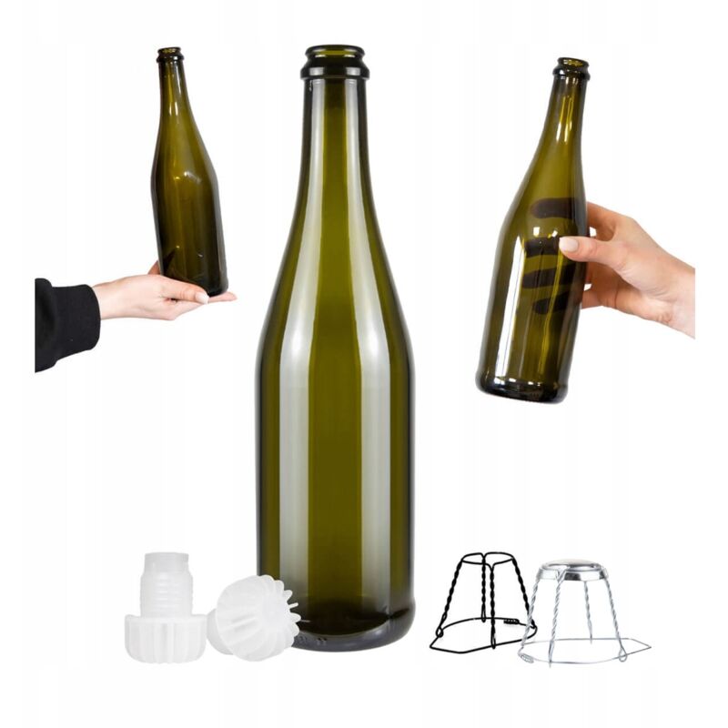 Glasflasche für Champagner, Apfelwein, Wein, Bier 750 ml Olive Champagner 0,75 l
