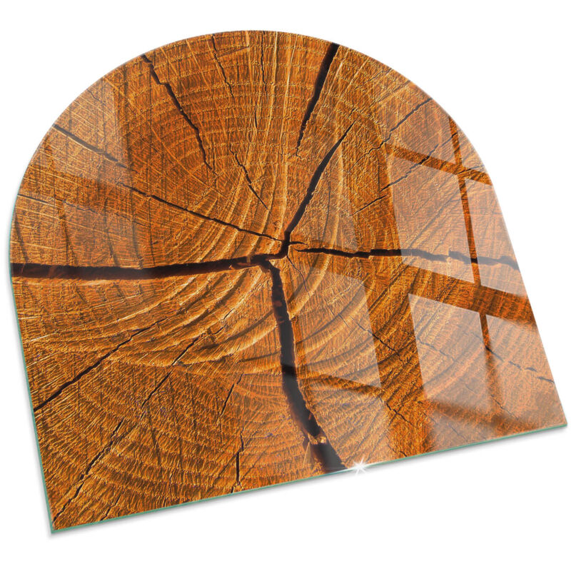 Glasplatte für Kaminofen Sicherheitsglas Schutzplatte Glasbodenplatte für Kamin Hitzeschutz für Kamin Funken Holzmaserung im Querschnitt 100x100 cm