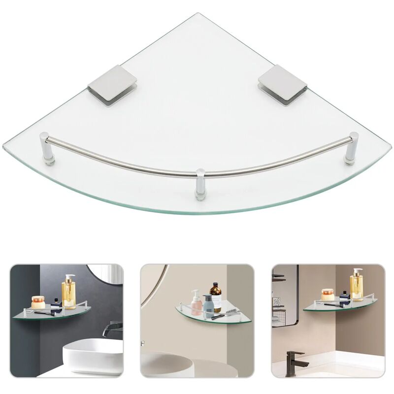 Glasregal Badezimmer, 23.5 x 23.5 x 4cm Glas Eckregal, Eckregal Glas Duschablage Glasregal Duschregal, Badezimmer Zubehör für Bad Schlafzimmer, Büro