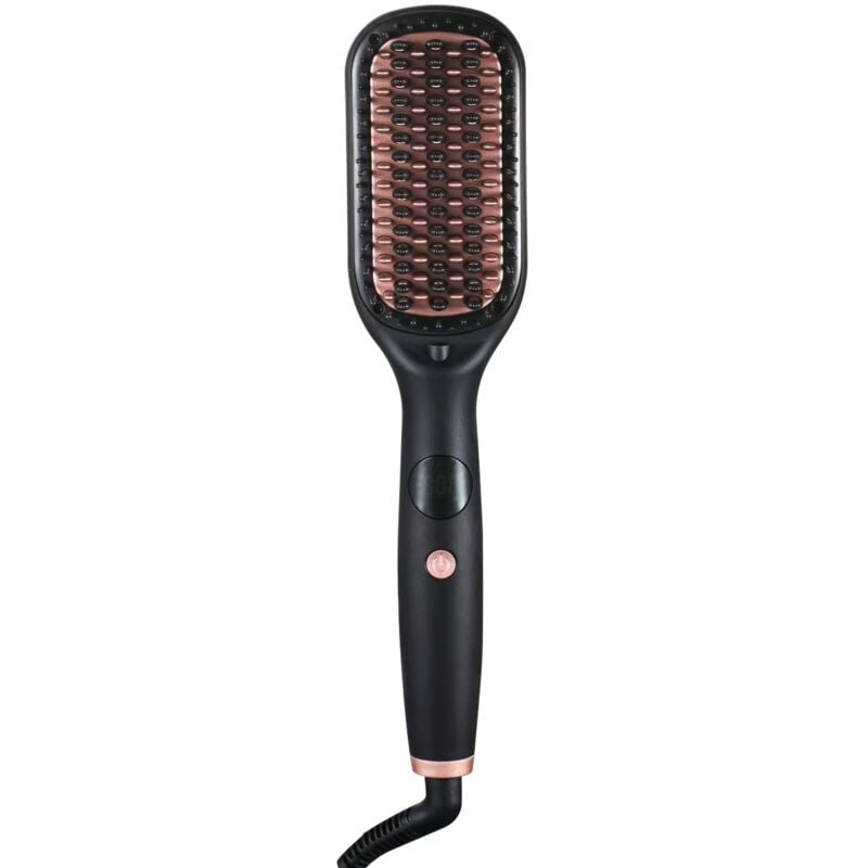 Glättbürste, Haarglätter für Frauen, Glättkamm, 20 Sekunden schnelles Aufheizen, Ionengenerator, LED-Anzeige, Doppelspannung, Schwarz