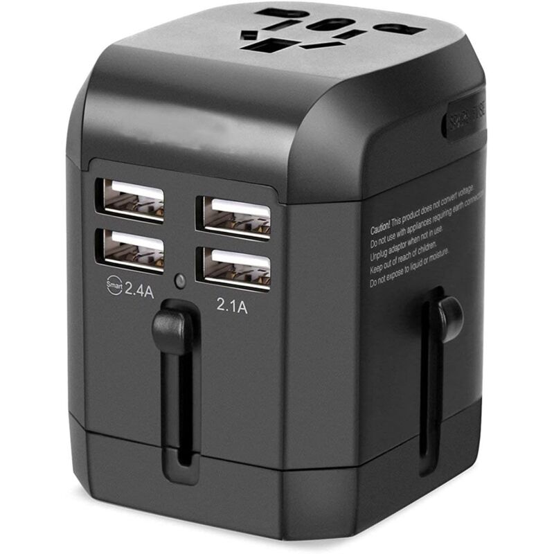 Memkey - Globaler Universal-Netzadapter, universeller USB-AC-Reise-Netzadapter, Wandladegerät, tragbares Mobiltelefon, Quad, 3,5 a, intelligenter