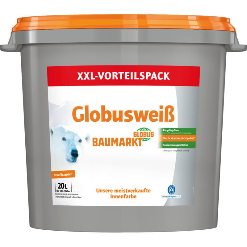 Globusweiß Wandfarbe weiß matt 20 L Innen