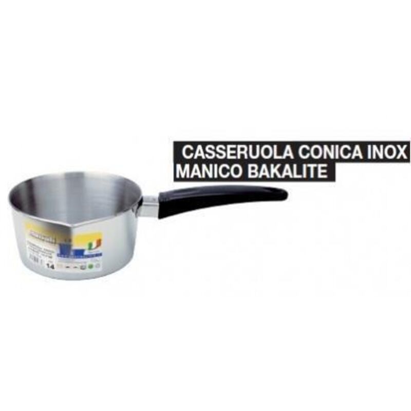 Gnali konischer Kochtopf aus Edelstahl, Mod. Echo mit Bakelitgriff - 14