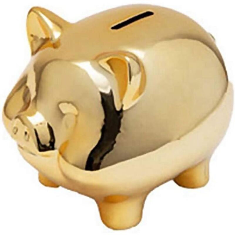 Goldene Keramik-Spardose, niedliche Spardose, kreative Wohndekoration, Glücksspardose, goldene Spardose