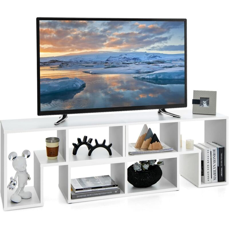GOPLUS 3-teiliger TV-Schrank für Fernseher bis 65 Zoll, Moderne TV-Tisch-Kombination mit viel Stauraum, frei kombinierbares Design,