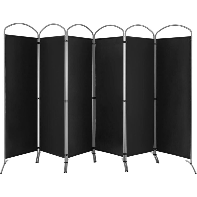 6-teiliger klappbarer Raumteiler, 188 cm Sichtschutz mit Metallrahmen, Trennwand Sichtschutz für Wohnzimmer, Schlafzimmer, Büro, Schwarz - Goplus