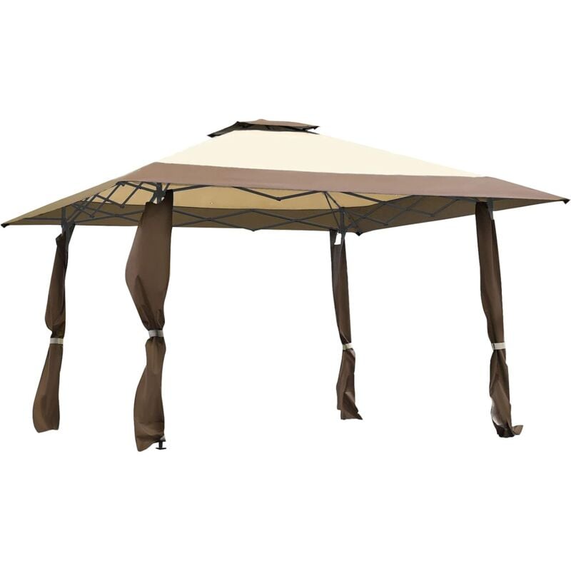 4m × 4m Faltpavillon, Pop Up Pavillon mit UV-Schutz & 3 Verstellbaren Höhen, Wasserdichter Gartenpavillon für Party, Hochzeit, Picknick & Festival,