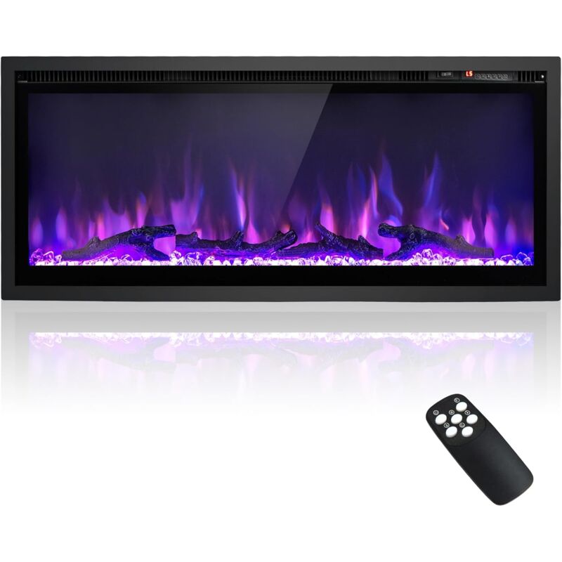 91 cm Elektrokamin, Elektrischer Wandkamin mit Fernbedienung & Touchscreen, Kaminofen Wand mit 9 Farben Flammeneffekte & 5 einstellbaren