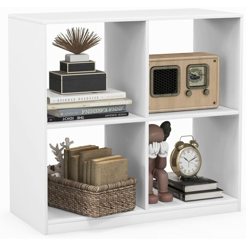 Bücherregal mit 4 Würfelfächern, Aufbewahrungsschrank für Spielzeug mit offenen Regalen, Kippschutz, Ablageregal für Kinderzimmer Wohnzimmer